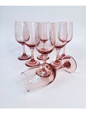 7" Libbey Premier Pink Rose Plum Wine Glass / Water Goblet - One Glass